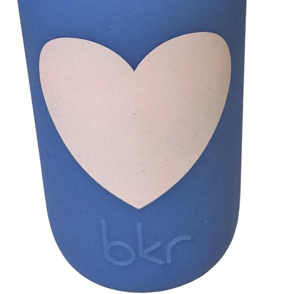 Very collectible\rare bkr bottle - Blue silicone sleeve with Pink Heart Design. - Picture 2 of 4